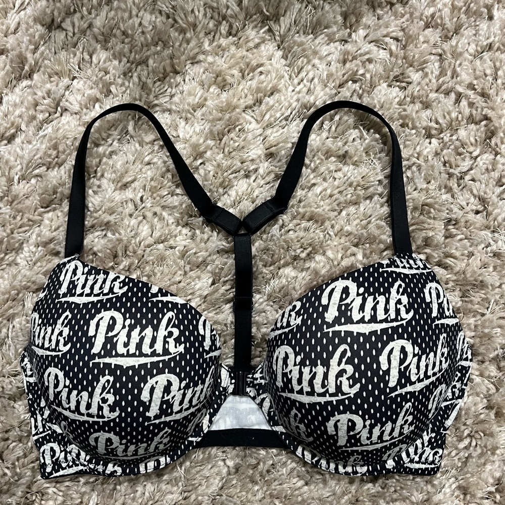 PINK Victoria's Secret Black and White Graphic Bra